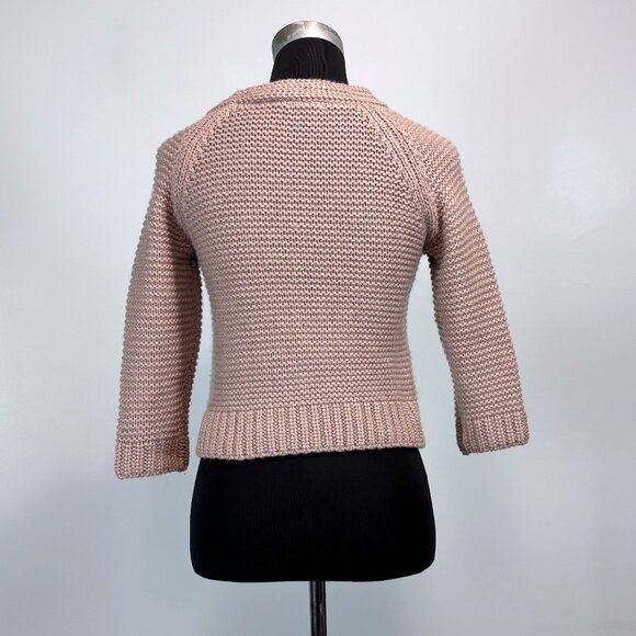 Moda International Dusty Rose Cropped Knit Sweater, 3/4 Raglan Sleeve, sz S - Picture 3 of 13